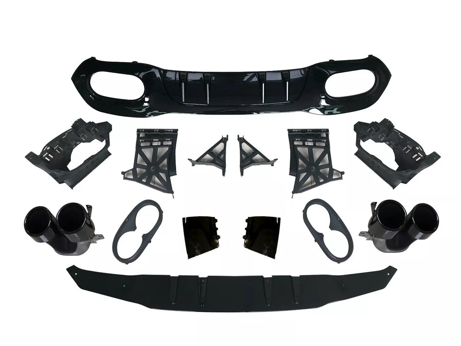 Diffusore + Terminali di Scarico 2X2 NERO per MERCEDES W177 Berlina Compatta