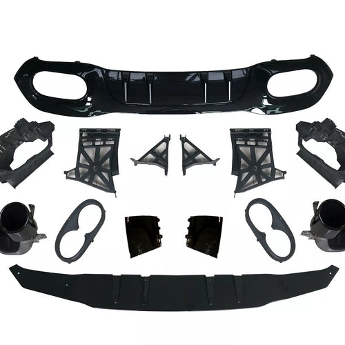 Diffusore + Terminali di Scarico 2X2 NERO per MERCEDES W177 Berlina Compatta