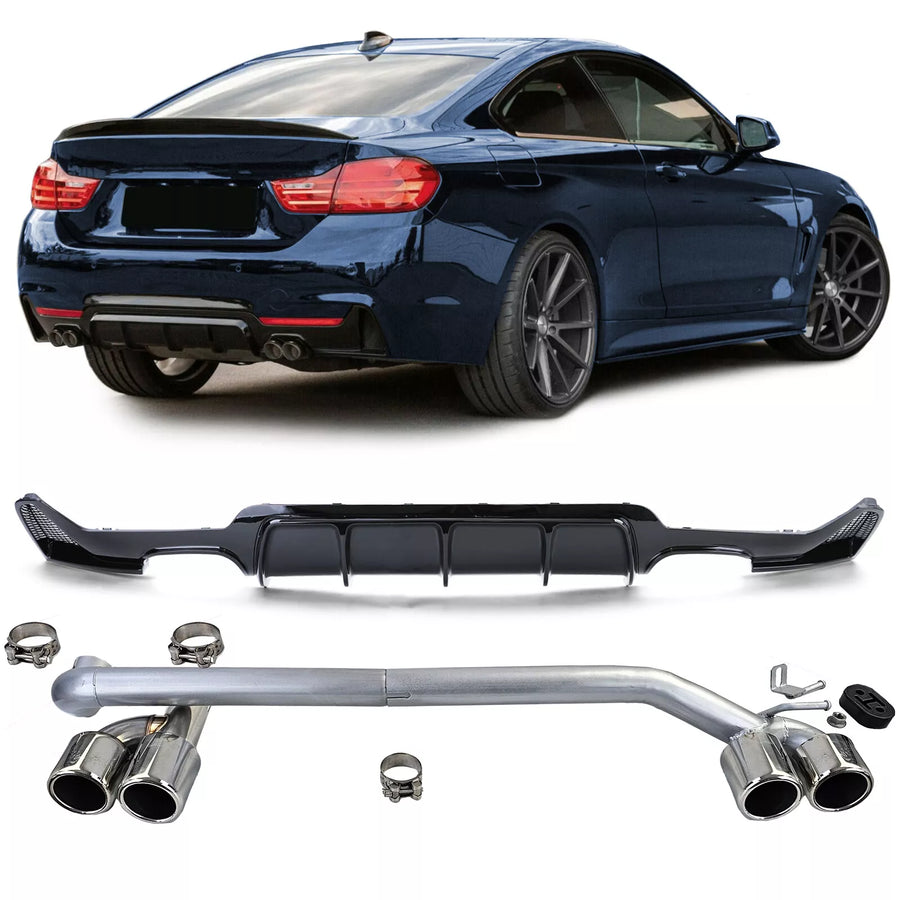 Diffusore posteriore lucido + terminale look per BMW F32 F33 F36 425 428 430