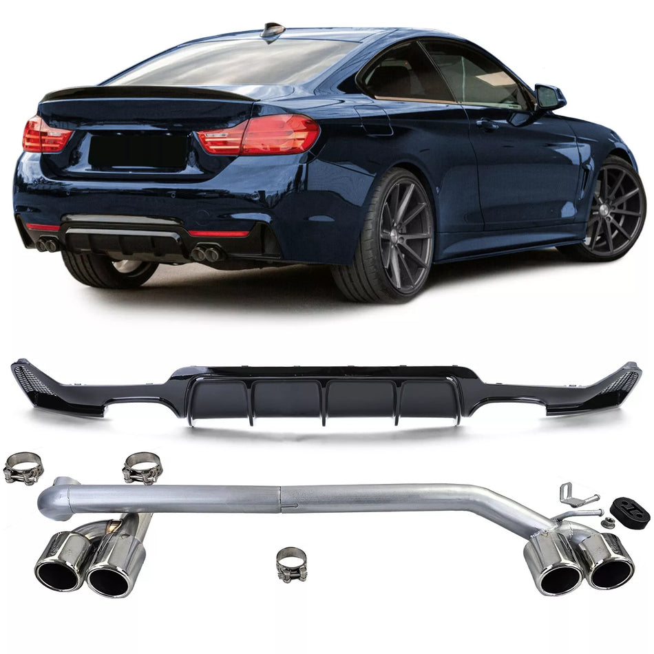 Diffusore posteriore lucido + terminale look per BMW F32 F33 F36 425 428 430