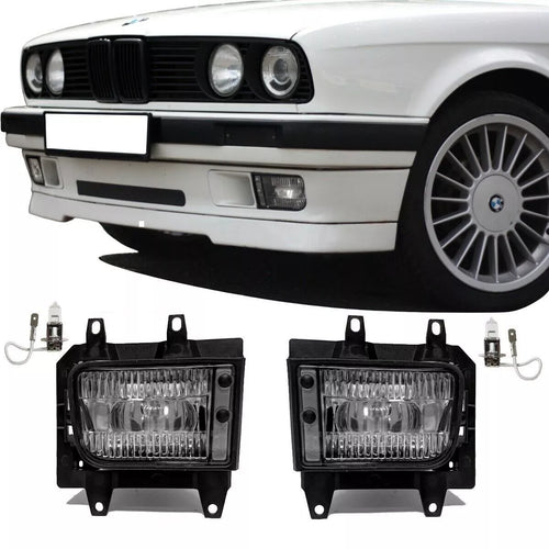 SET FENDINEBBIA vetro Nero + lampadine H3 per BMW E30 Facelift 1987