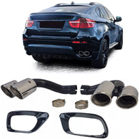 terminali doppio tubo cromato adatti, per BMW X6 E71 08-14 Diesel 30d 40d