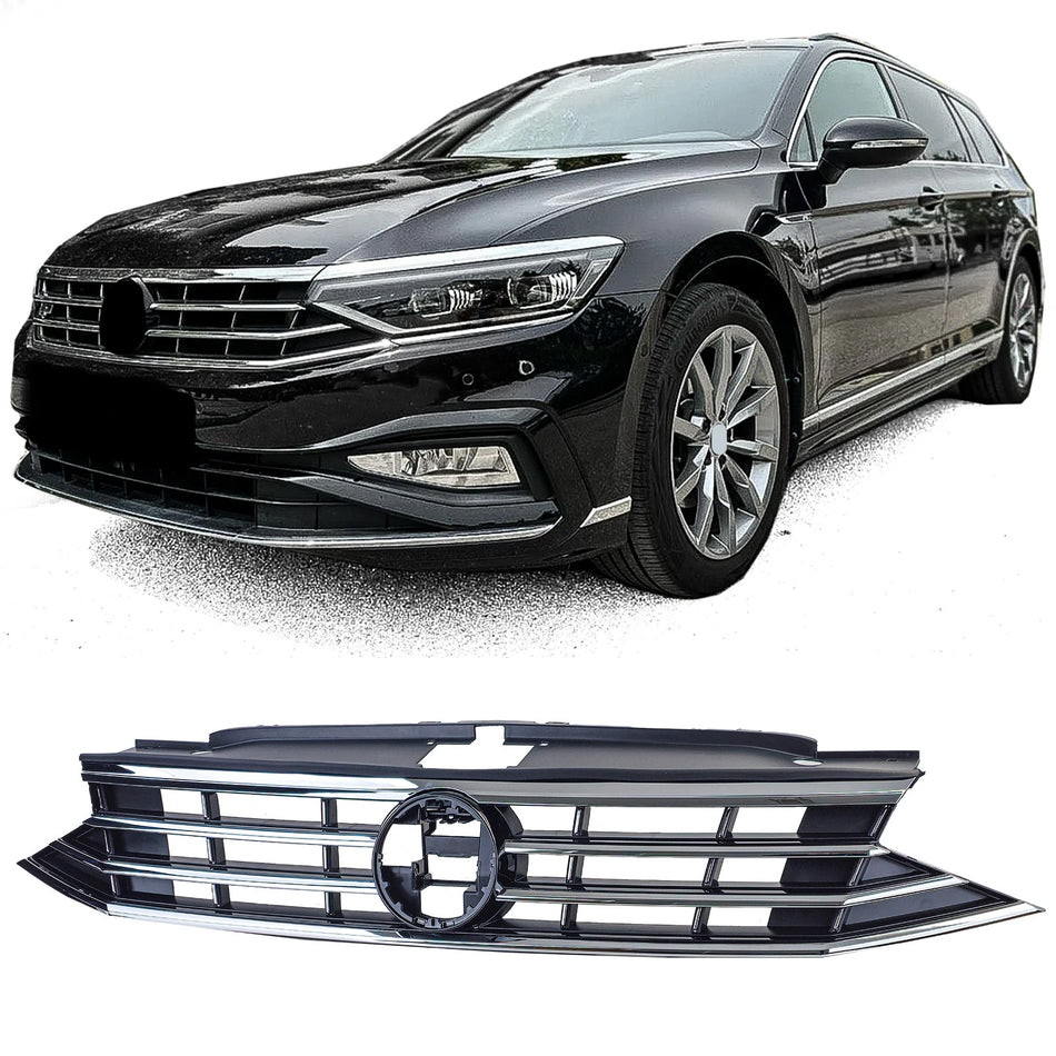 Griglia radiatore nera + barre cromate per Vw Passat B8 3G Facelift 2019-2023