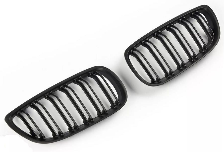 per BMW SERIE 3 E92 E93 06-10 SPORT GRIGLIA DOPPIA BARRA NERO OPACO