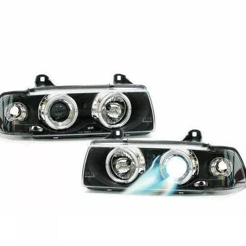 Set fari Angel Eyes neri per BMW Serie 3 E36 anno 90-99 One Block