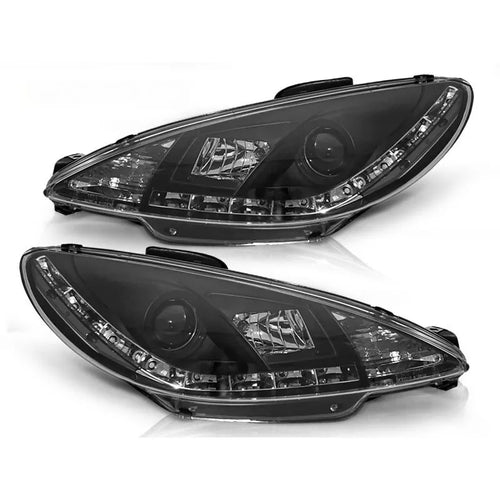 Fari Angel Eyes LED Nero per Peugeot 206 1998 al 2002