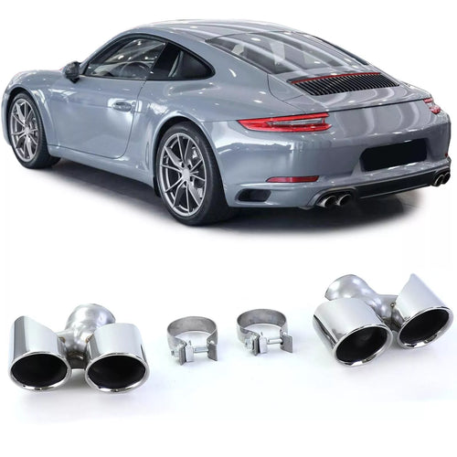 Doppio tubo terminali lucidati adatti per Porsche 911 991.2 15-19 3.0 370 CV