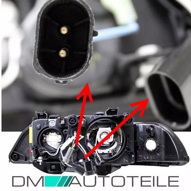 2x FANALI Angel Eyes neri BMW E39 95-00 H7/H7 + frecce bianche + motore