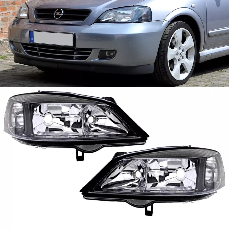 SET FARI OPEL ASTRA G DESTRO & SINISTRO VETRO Nero 97-04 +3J GARANZIA