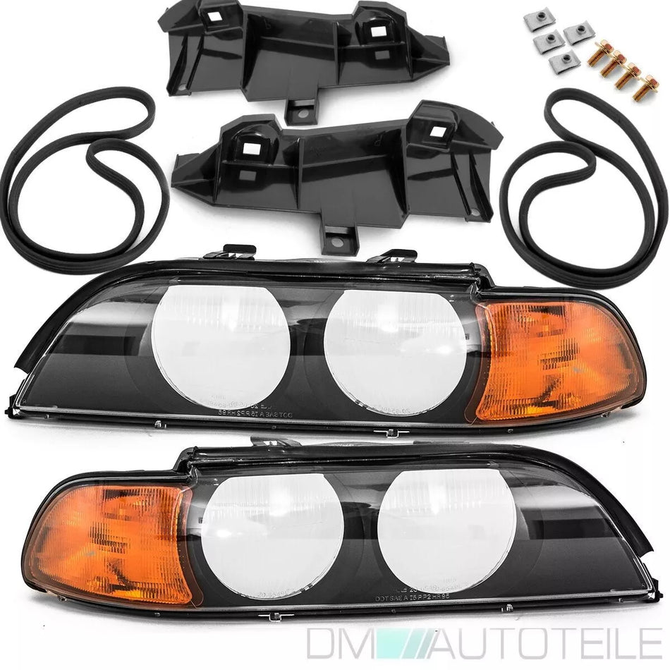 Fari indicatori di direzione arancione + 2x GUARNIZIONE +2x SUPPORTO per BMW E39