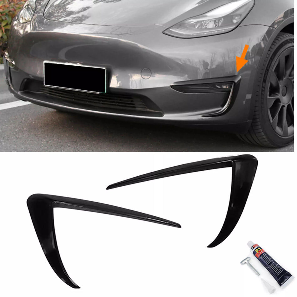 Spoiler bordi fendinebbia nero lucido adatto per Tesla Model 3