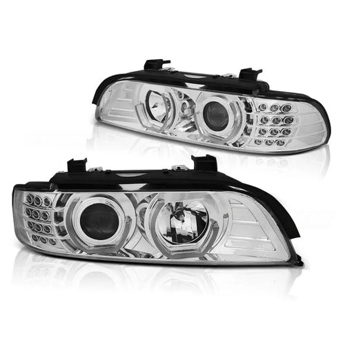Fari Angel Eyes Angolari LED Cromo Alogeno per BMW Serie 5 E39 95-04