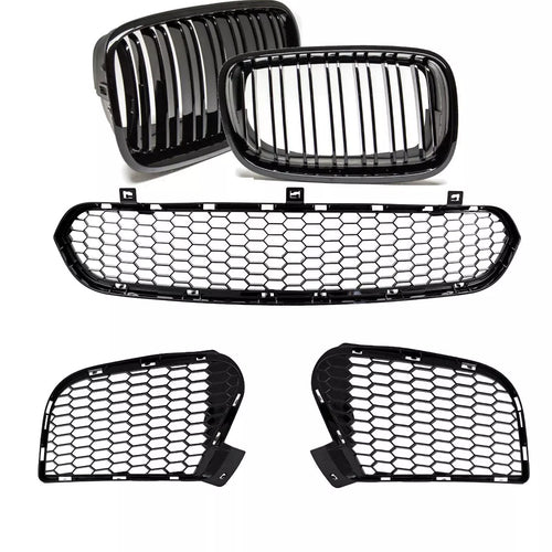 Griglia a doppia barra + SET griglia lucida nera per BMW E70 X5 E71 X6 M