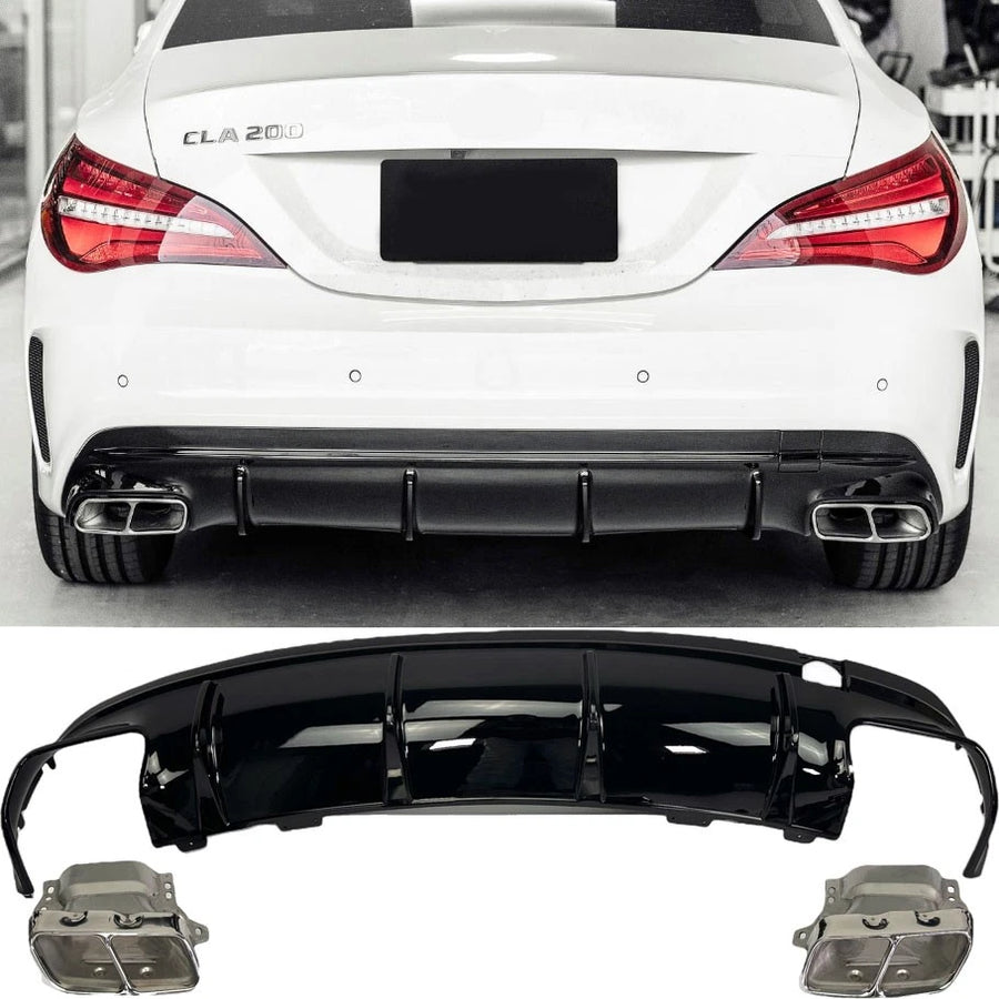 Diffusore + Terminali di Scarico (CROMO) CLA45 per Mercedes Cassa CLA C117 X117