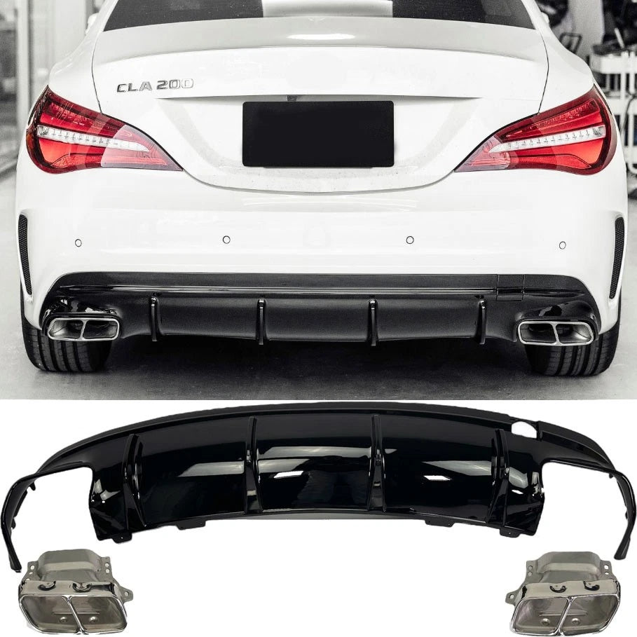 Diffusore + Terminali di Scarico (CROMO) CLA45 per Mercedes Cassa CLA C117 X117