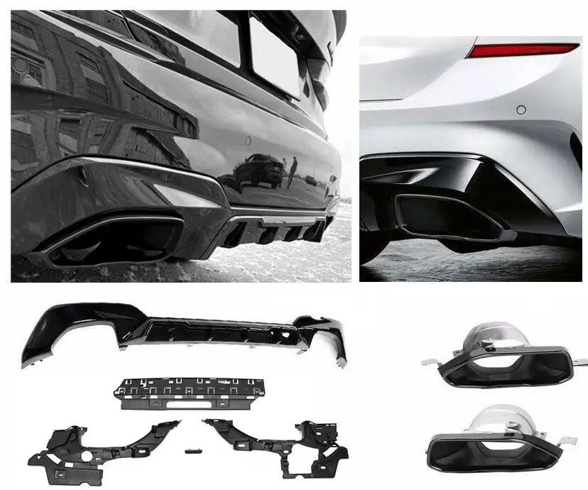 DIFFUSORE + MASCHERINE SCARICO NERO per BMW SERIE 3 M340i G20