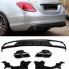 Diffusore + Terminali di Scarico 2x2 CROMO per MERCEDES W205 di Serie