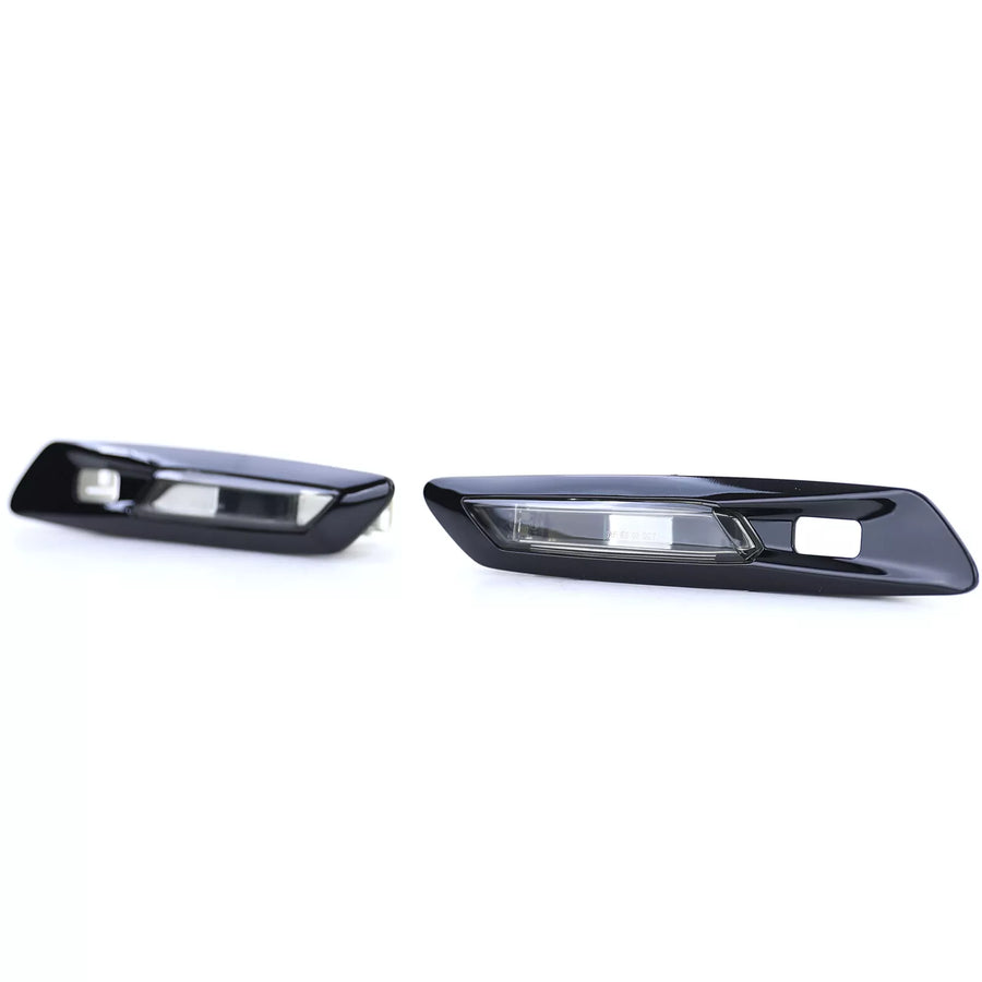 Frecce laterali LED vetro trasparente nero fumo, per BMW Serie 5 F10 F11 10-13