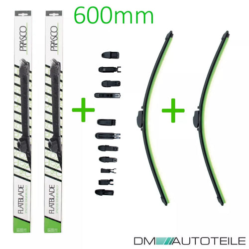 2x Spazzole Tergicristallo Flat Blade Silence Lunghezza 600mm per Modelli BMW