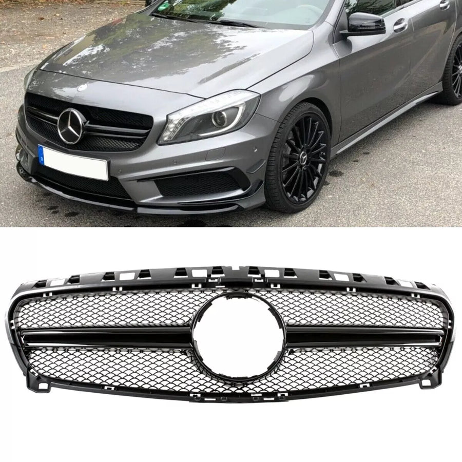 Griglia nera lucida per Mercedes Classe A W176 13-15 non AMG 45