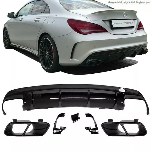 Diffusore posteriore Nero Lucido + pannelli per Mercedes CLA W117 2013-2016