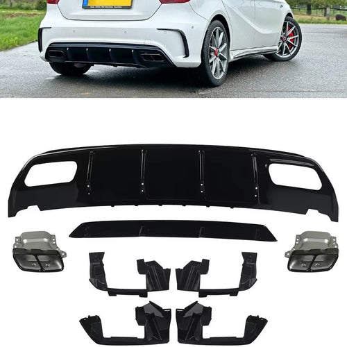 Diffusore A45 Terminali NERI per Mercedes Classe A, W176 (2013-2018),Posteriore