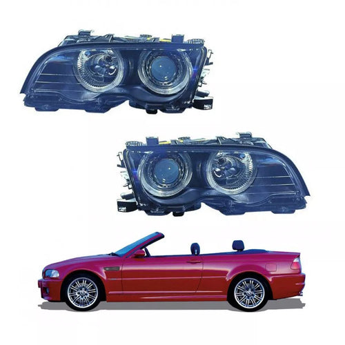 Set fari CCFL Angel Eyes neri H7/H7 per BMW Serie 3 E46 Coupè Cabrio -03