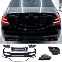 Diffusore + Terminali di Scarico (NERO) per MERCEDES S-KL. W222 Facelift