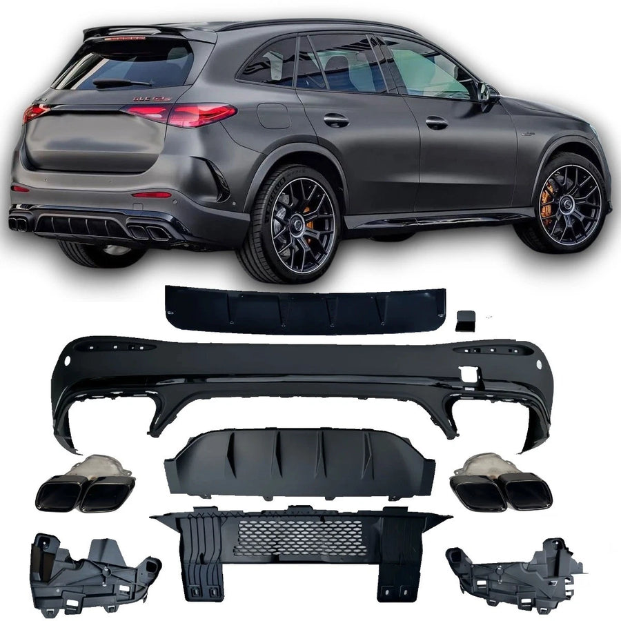 Diffusore + Terminali di Scarico 2X2 (NERO) per MERCEDES X254 CLASSE GLC