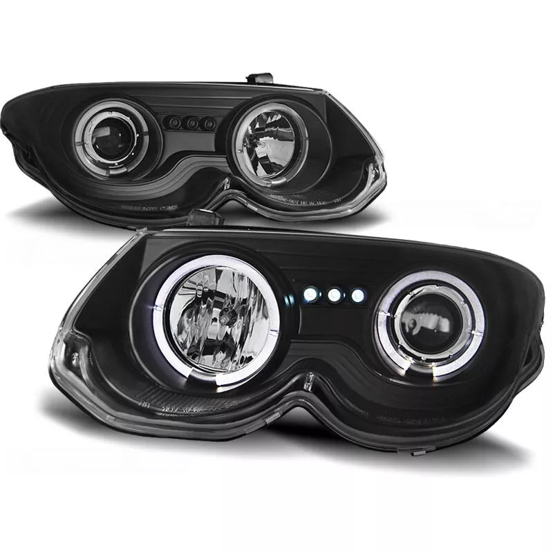 Fari Angel Eyes LED Nero per Chrysler 300M 1999-2004