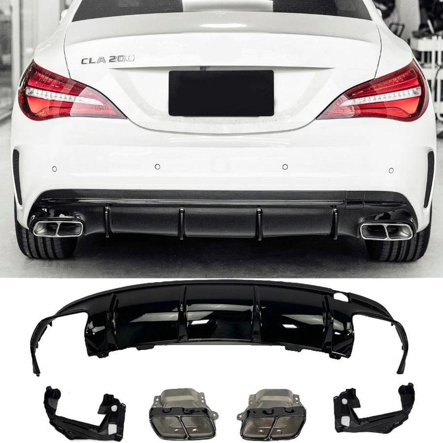 Diffusore + Terminali di Scarico (NERO) CLA45 per Mercedes Cassa CLA C117 X117