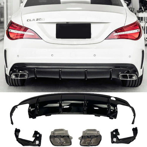 Diffusore + Terminali di Scarico (NERO) CLA45 per Mercedes Cassa CLA C117 X117