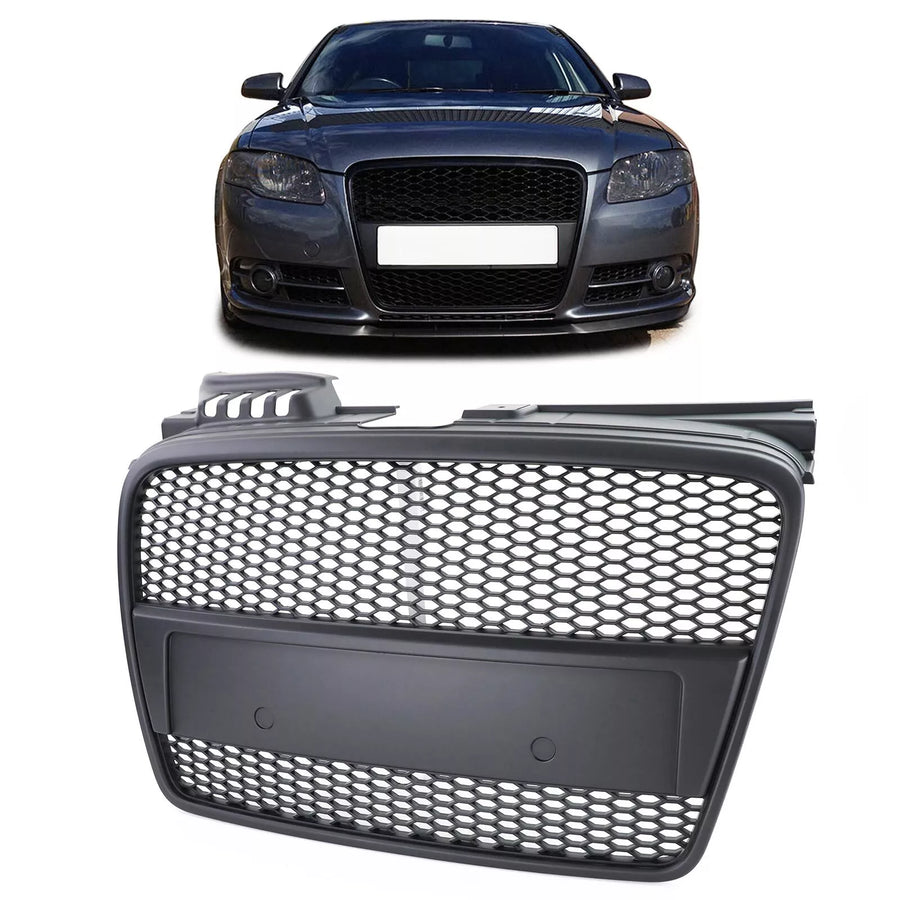 Griglia radiatore a nido d'ape nera per Audi A4 B7 04-07 + Cabrio
