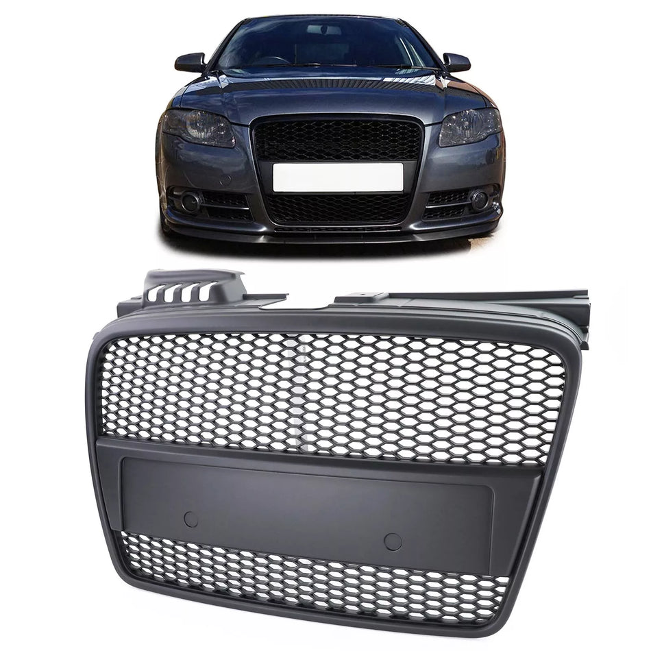 Griglia radiatore a nido d'ape nera per Audi A4 B7 04-07 + Cabrio