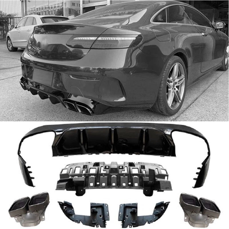 Diffusore + Terminali di Scarico (CROMO) per Mercedes C238 A238 pre-facelift
