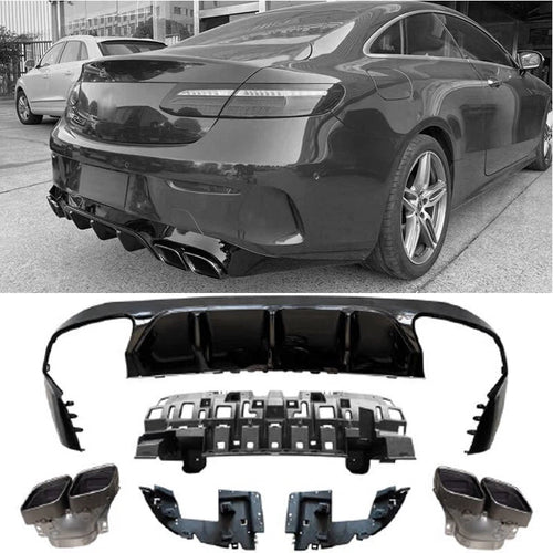 Diffusore + Terminali di Scarico (CROMO) per Mercedes C238 A238 pre-facelift