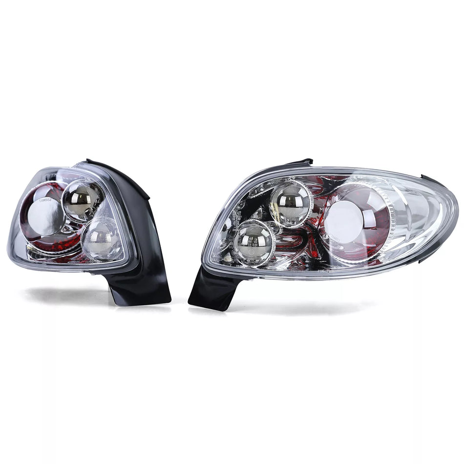 Fanali posteriori trasparenti cromato, per Peugeot 206 CC Coupe Cabrio 00-08