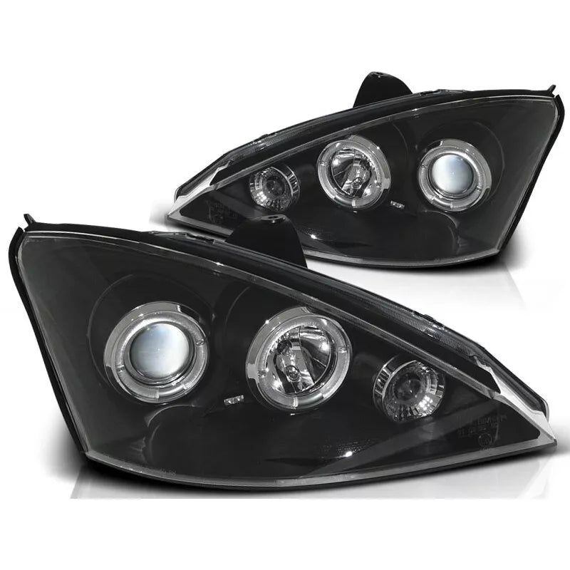 Fari Angel Eyes LED Nero per Ford Focus 1 Facelift 2001-2004