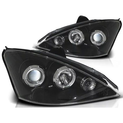 Fari Angel Eyes LED Nero per Ford Focus 1 Facelift 2001-2004