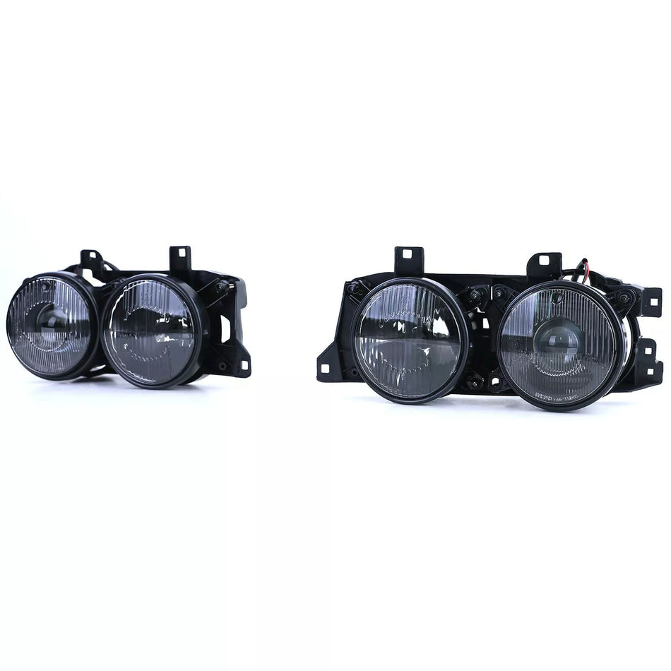 Coppia fari neri fumo adatti, per BMW Serie 5 E34 88-95 Serie 7 E32 88-94