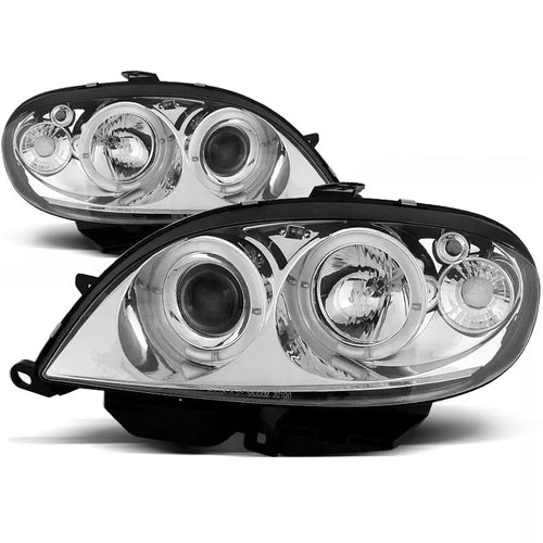 Fari Angel Eyes LED cromati per Citroen Saxo 1999 al 2003