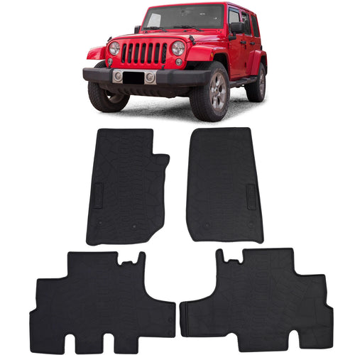 Tappetini auto in gomma neri set premium, per Jeep Wrangler JK 07-19