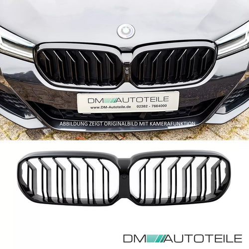 Griglia Sportiva doppia barra nera per BMW G30 G31 LCI senza fotocamera frontale