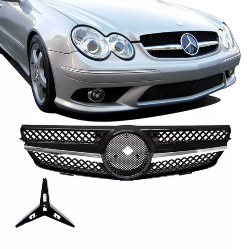 Mercedes CLK C209 W209 Griglia anteriore Nero Lucido cromo a nido d'ape 05-10