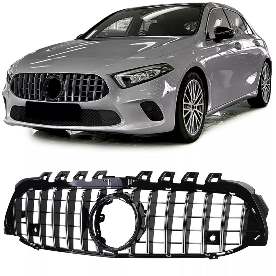 Griglia radiatore sportiva nera cromata, per Mercedes Classe A W177 V177 dal 18