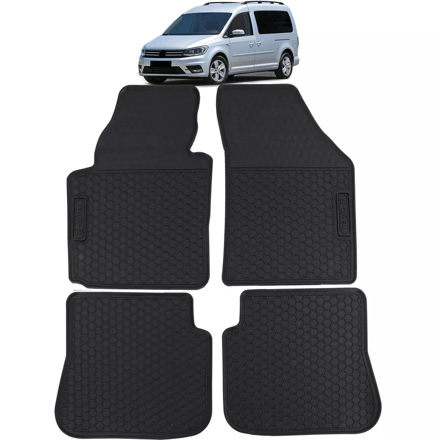 Tappetini in gomma per auto neri set premium per VW Caddy IV 15-20