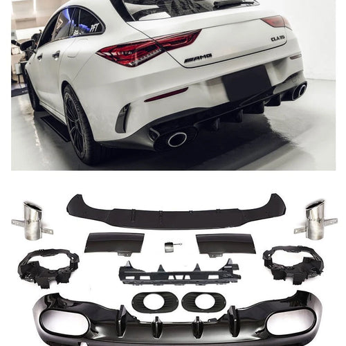 Diffusore + Terminali di Scarico 1x1 CROMO per MERCEDES W118 C118 CLASSE CLA