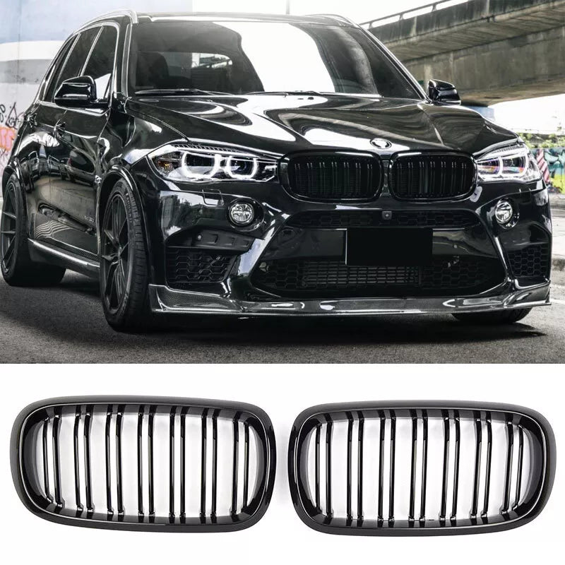 per BMW X5 X6 F15 F16 SPORT GRIGLIA RADIATORE DOPPIA BARRA LUCIDA NERO