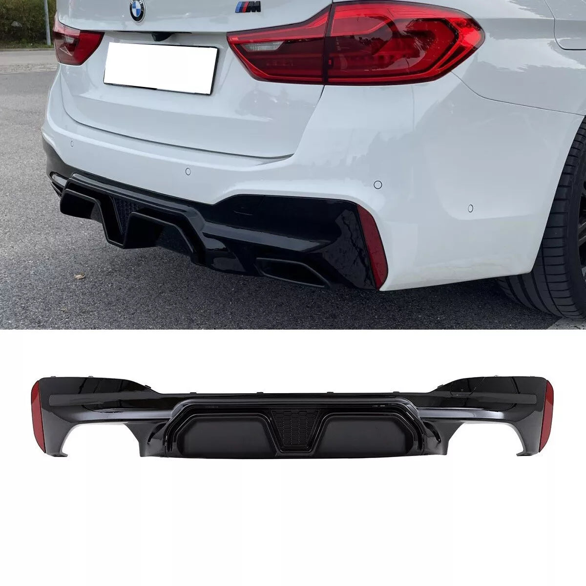 Evo diffusore posteriore Nero Lucido + luce LED Race per BMW G30 G31 M non CS