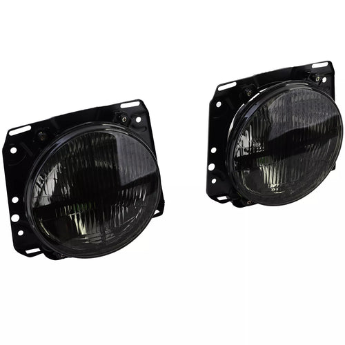 Fari H4 nero fumo scanalati + mirino per VW Golf 2 83-91